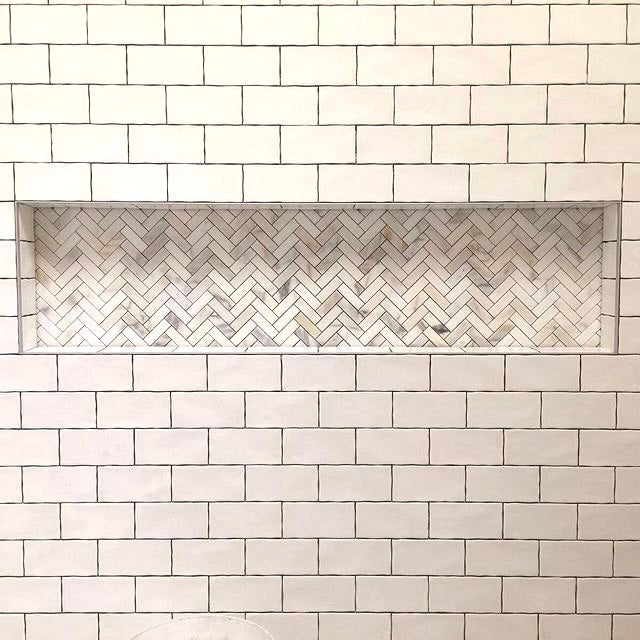 1x3 Honed Calacatta Gold Marble Herringbone Mosaic Tile